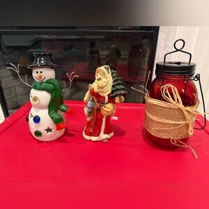 Festive Snowman and Santa Holiday Decor Set